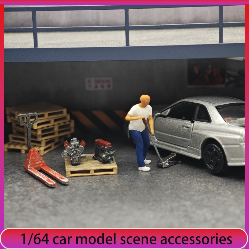 1:64 Car Model Repair Shop Sce - Car Jack recension och pris